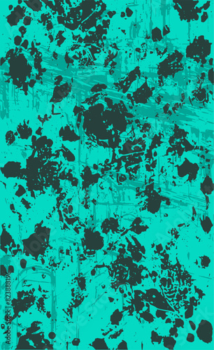 Turquoise grunge style background. Vector texture of paint, streaks, blotches