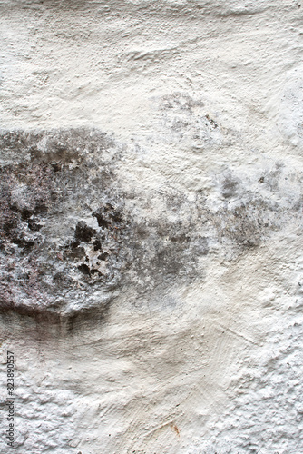 Old white washed stone wall in closeup