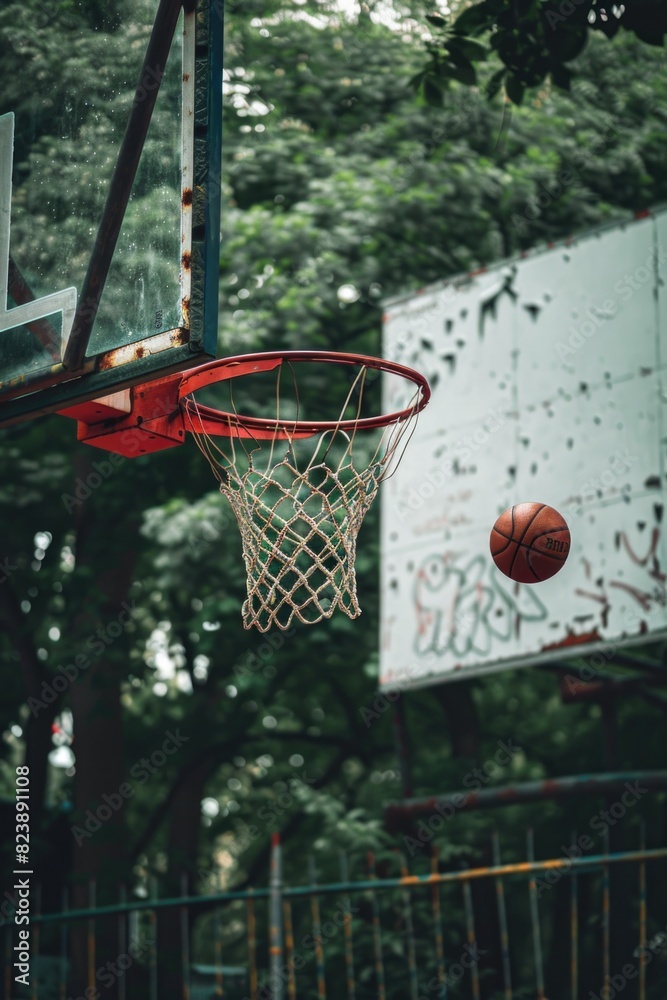 Basketball scoring in game, perfect for sports publications