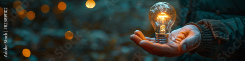 Person Holding Light Bulb in Front of Dark Background