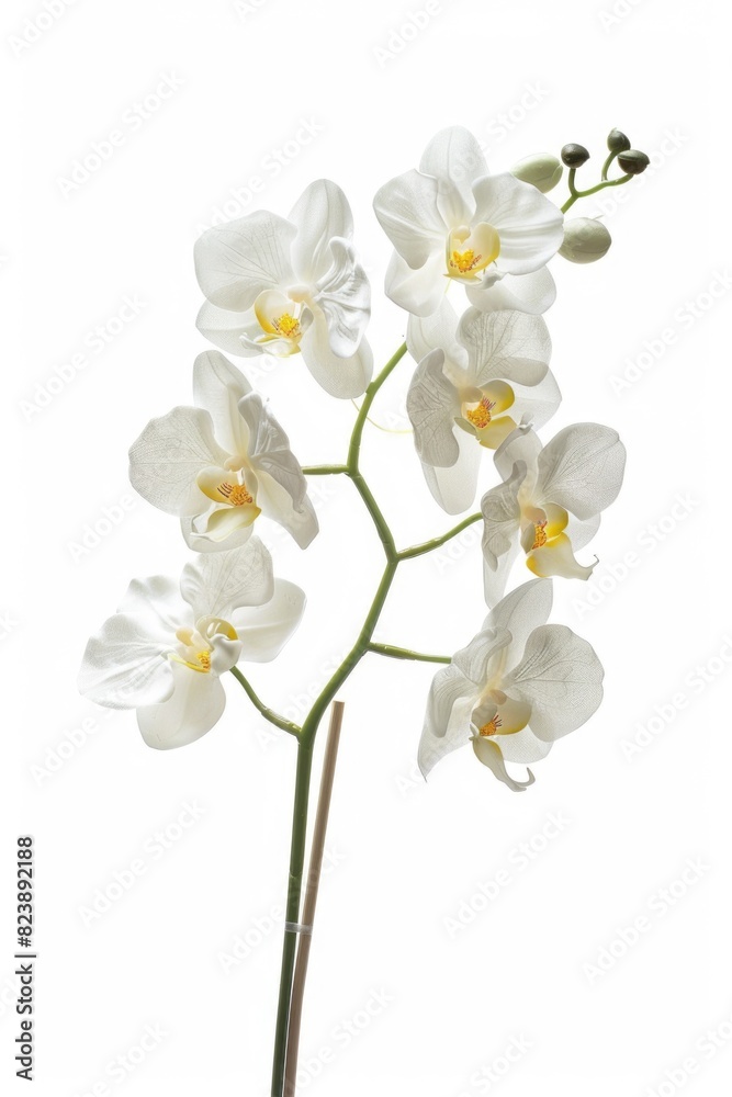 Simple and elegant white flower in a vase on a table. Perfect for home decor concepts Simple and elegant white flower in a vase on a table. Perfect for home decor concepts