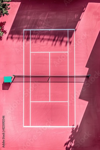 view of a pink tennis court