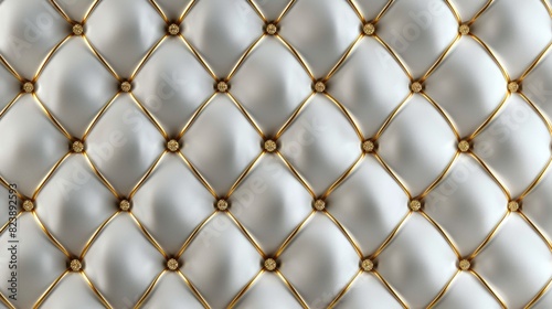 Close-up of white and gold leather upholstery  perfect for interior design projects