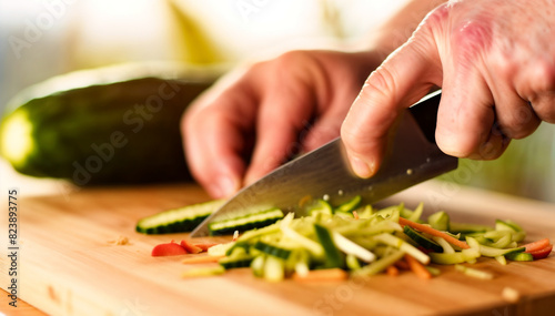 Person Cutting Up Vegetables on Cutting Board