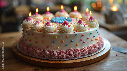 Delicious beautifully decorated birthday cake
