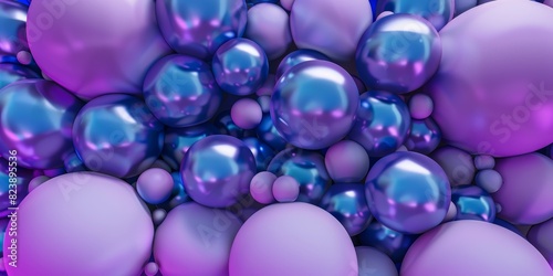  Abstract background formed from Purple and Blue 3D Spheres. Multicolored 3D Render