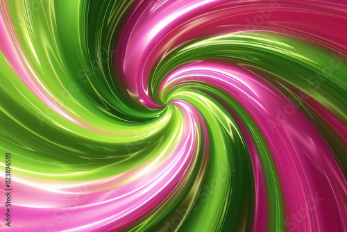 Swirling abstract design in vibrant hues of green and pink  creating a lively  energetic background 