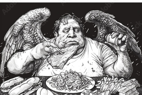 A man sitting at a table with a plate of food. Ideal for food and dining concepts