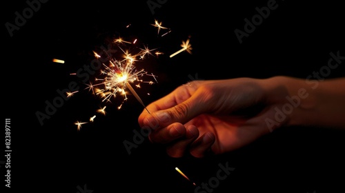 Person Holding Sparkler in Hand