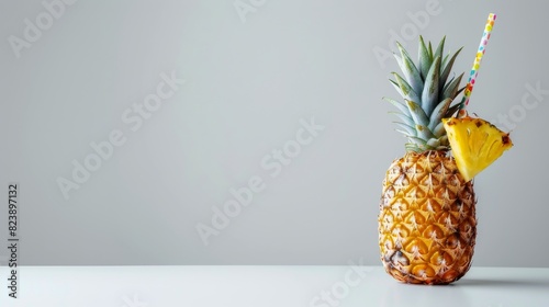 Pineapple With Straw and Drink