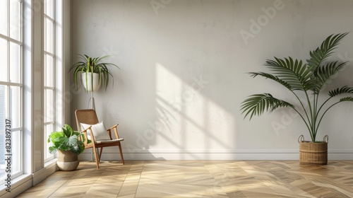 Room With Chair  Potted Plants  and Window