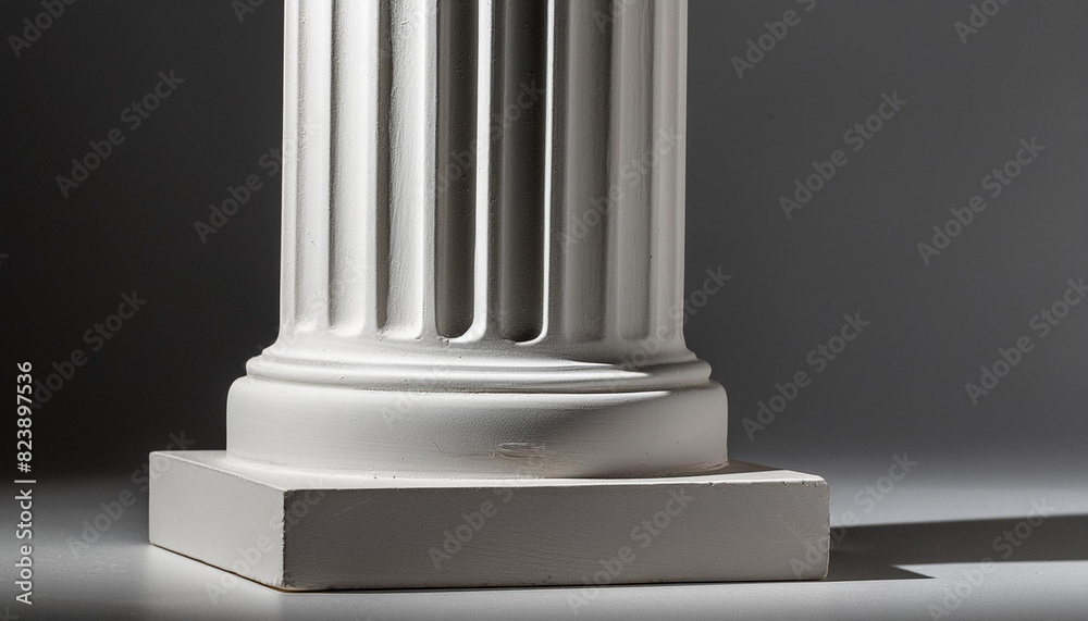 A white pillar with a square base A white pillar with a square base
