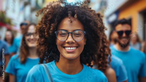 Group of People Wearing Blue Shirts and Glasses