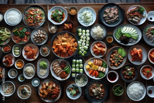 Various types of food displayed on a wooden table, perfect for food and cooking concepts