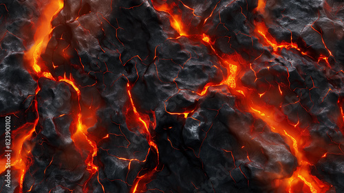 A close up of a lava flow with a lot of fire