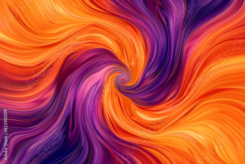 Swirling patterns in shades of orange and purple, creating a vibrant, dynamic abstract background,