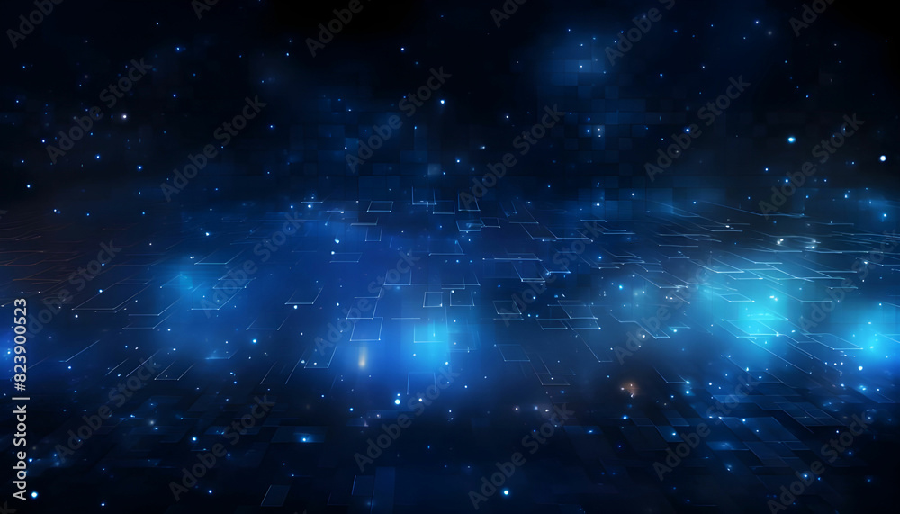 Abstract dark blue digital background with sparkling blue light particles and areas with deep depths Particles form into lines, surfaces and grids Abstract dark blue digital background with sparkling blue light particles and areas with deep depths Particles form into lines, surfaces and grids
