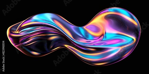 iridescent liquid metal surface with ripples. 3d illustration. Abstract fluorescent background maximalist, elegant, hyper realistic, 