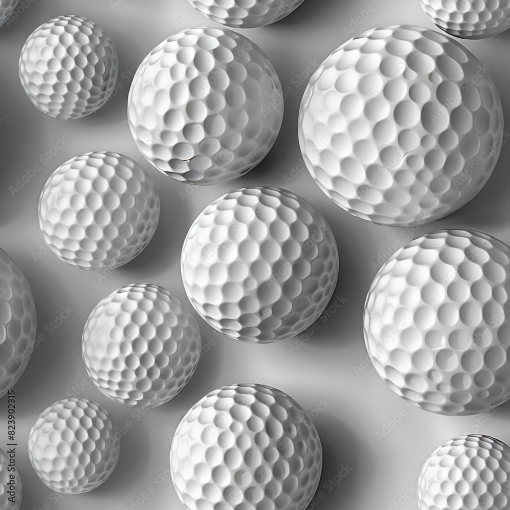 A design featuring a cyclical, repeating pattern of 3D modeled golf balls, presenting a visually engaging and sporty appearance. A design featuring a cyclical, repeating pattern of 3D modeled golf balls, presenting a visually engaging and sporty appearance.