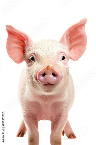 Adorable small pig with pink ears, perfect for farm animal concepts