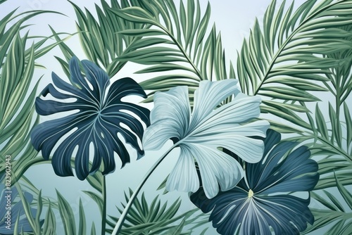 tropic leaves and flowers background