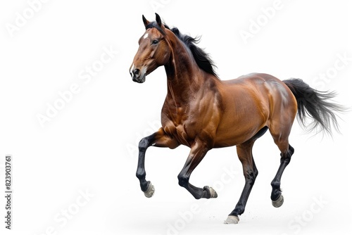 A majestic brown horse in full gallop. Perfect for equestrian or animal themed designs © Fotograf