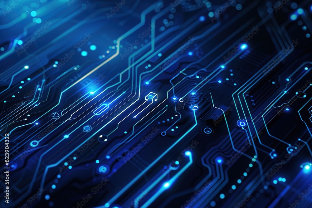 Blue background with circuit board lines Blue background with circuit board lines