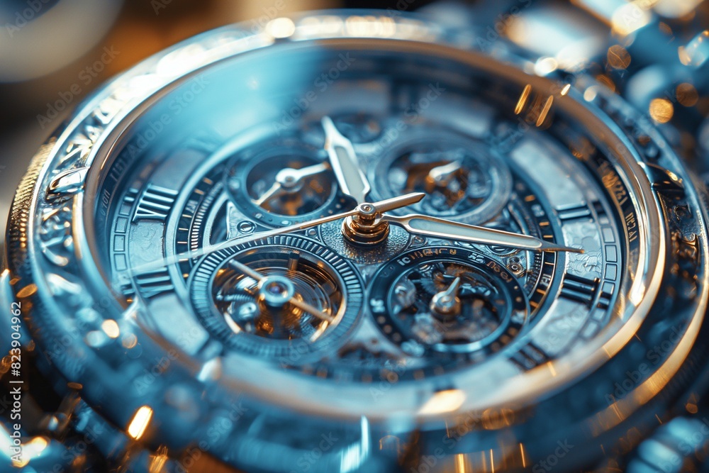 a close up of a metal watch with an automatic movement a close up of a metal watch with an automatic movement