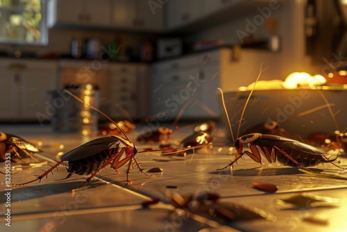 A group of bugs crawling on the ground. Suitable for insect-related projects