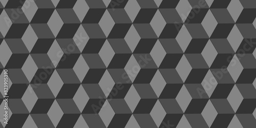 Minimal cubes geometric tile and mosaic wall grid backdrop hexagon technology wallpaper background. black and gray block cube structure backdrop grid triangle texture vintage design.