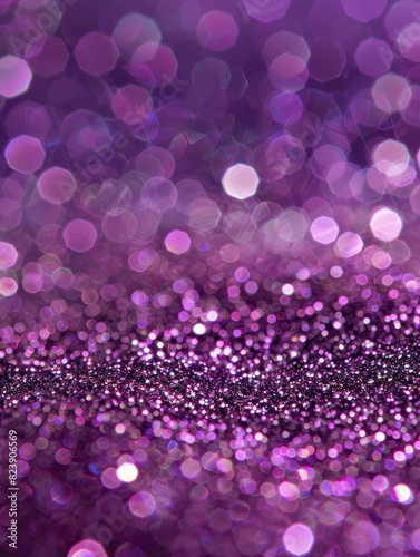 A close-up image of purple glitter on a solid purple background  highlighting the texture and shine in a monochromatic style.