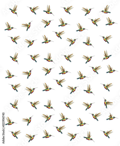 Transparent PNG illustration - Hummingbirds in different flight patterns
