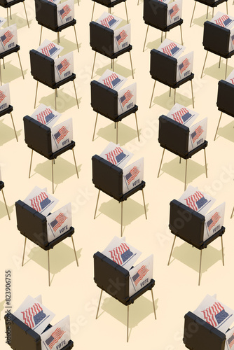 Voting booths repetition pattern. Election, voting, democracy. 