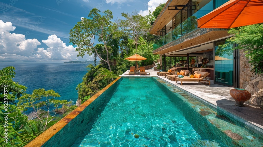 Fototapeta premium Pool Overlooking the Ocean