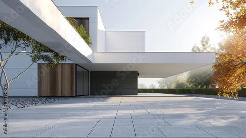 Modern house with empty driveway