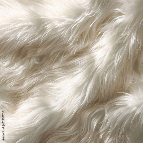 A background of soft, plush white fur, with each strand glowing in the warmth of morning light, exuding comfort and luxury.