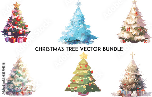 Obraz na płótnie Christmas tree vector bundle, Christmas trees collection , Christmas Tree Design Elements
w salonie