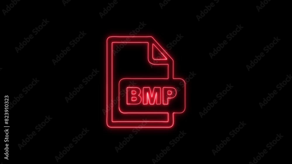 Neon Glowing BMP File Format Icon and Symbol Animation on Black Background Neon Glowing BMP File Format Icon and Symbol Animation on Black Background
