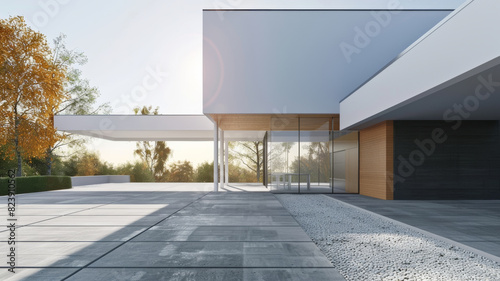 Modern house with empty driveway