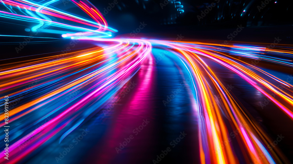 Obraz premium Long Exposure Light Streaks: Abstract Landscape