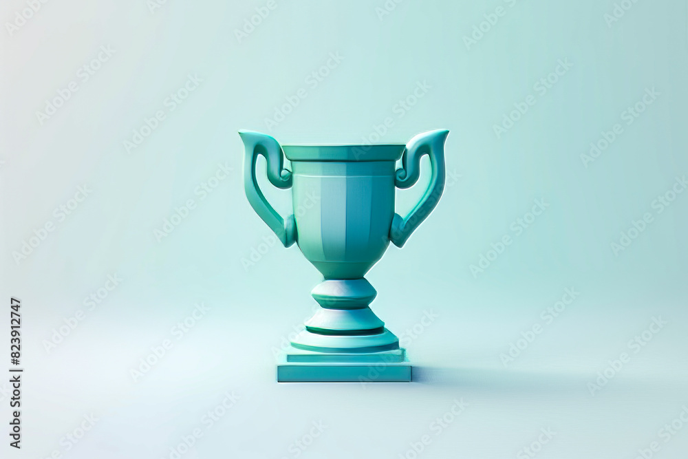 Blue cup with handle on pedestal on blue background. Blue cup with handle on pedestal on blue background.