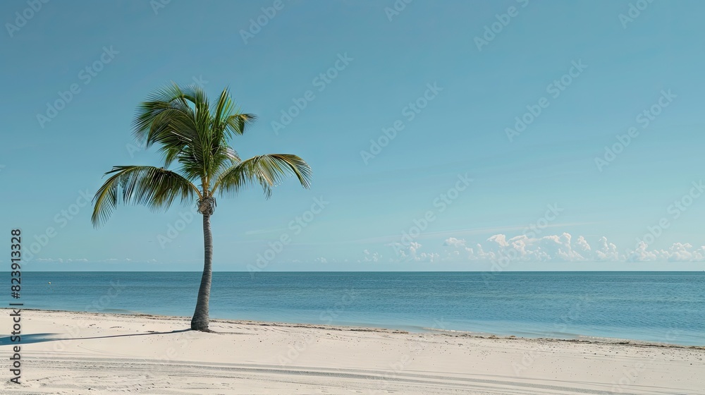 Serene Palm Tree Overlooking Azure Ocean