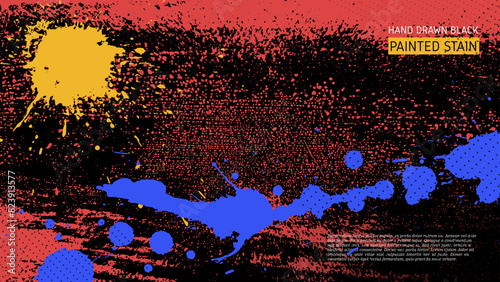 Graffiti punk style grunge background with distress texture, brush, ink drops, splashes. Vintage color grunge banner with hand drawn halftone and brush strokes. Graffiti vector old spray texture.