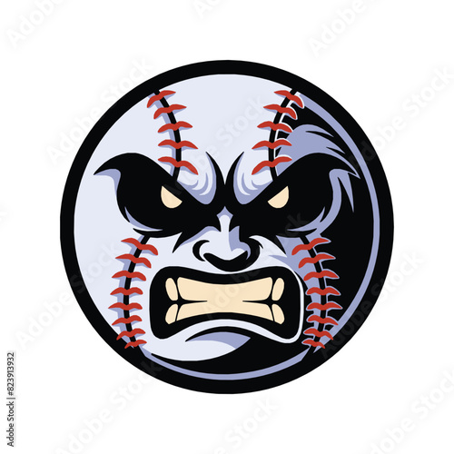 Angry baseball ball vector illustration