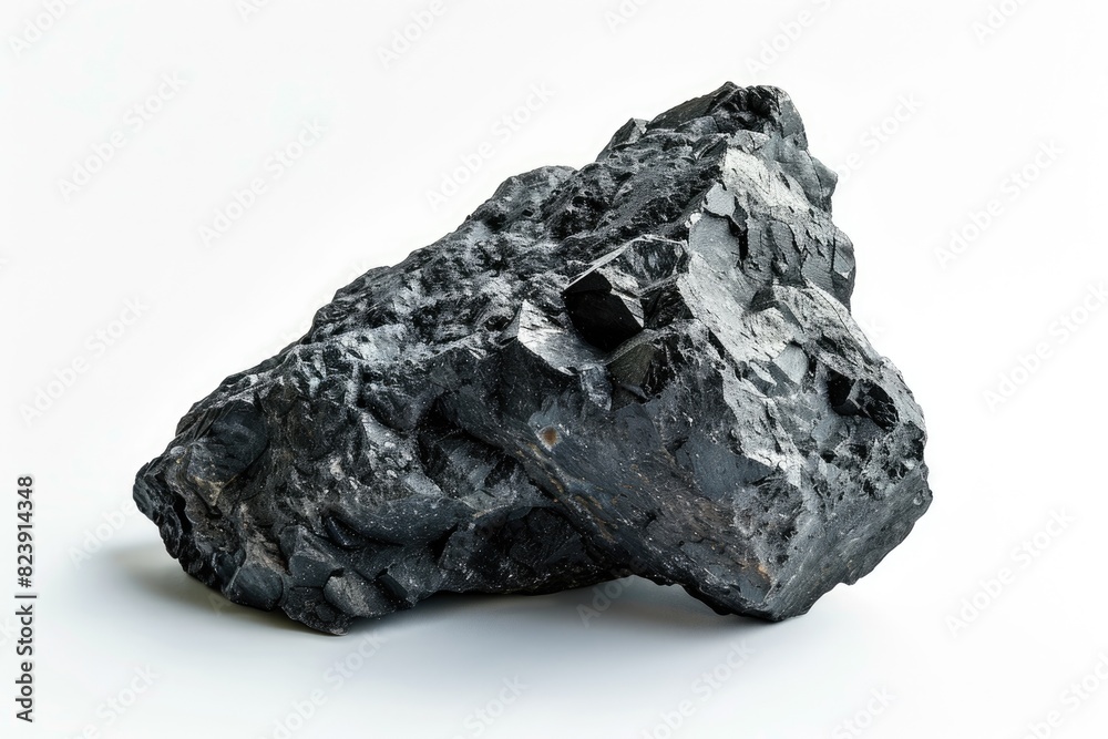 Lava Stone. Close-up View of Black Volcanic Boulder on White Background Lava Stone. Close-up View of Black Volcanic Boulder on White Background