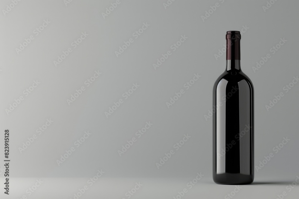 Bottle Of Wine. 3D Illustration of Red Wine Bottle on Soft Gray Background Bottle Of Wine. 3D Illustration of Red Wine Bottle on Soft Gray Background
