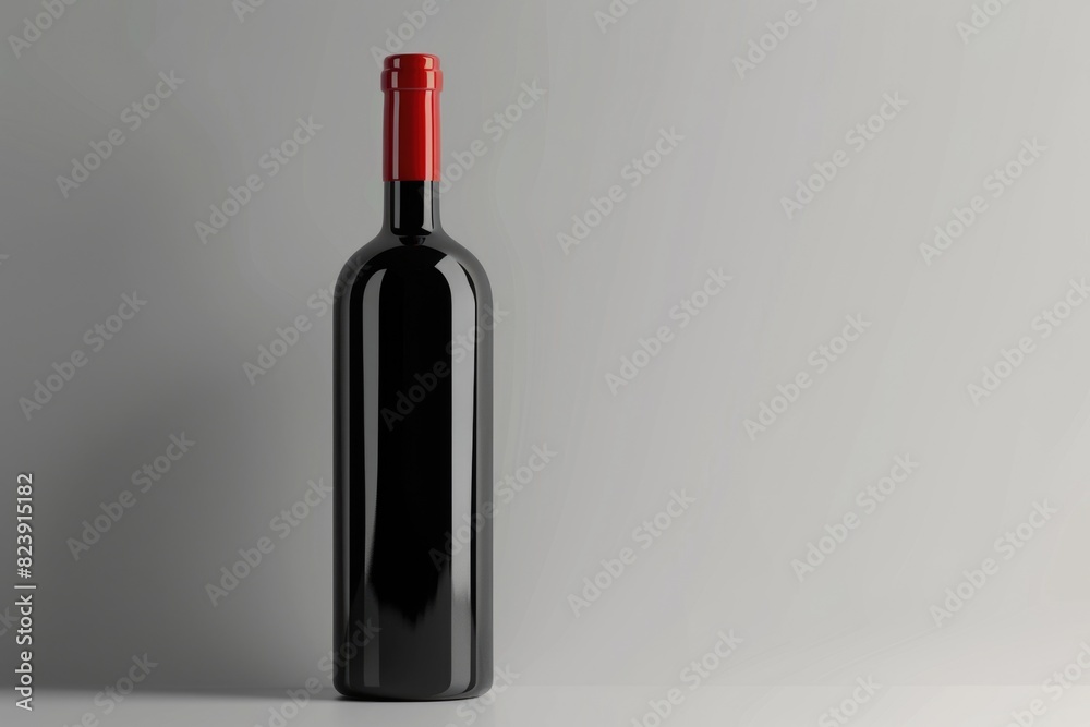 Bottle Of Wine. Red Wine Bottle Mock-up on Soft Gray Background, Clean and Elegant Design Bottle Of Wine. Red Wine Bottle Mock-up on Soft Gray Background, Clean and Elegant Design