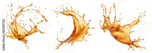 Splashes of juice or caramel isolated on transparent background
