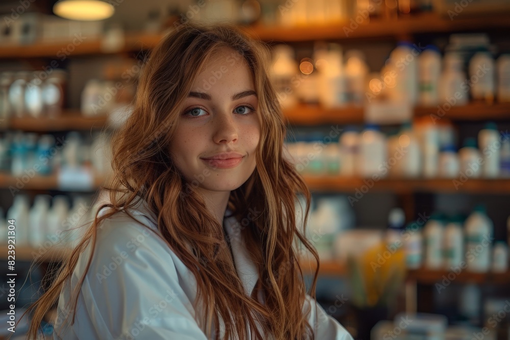 Smiling Young Pharmacist in Pharmacy Smiling Young Pharmacist in Pharmacy