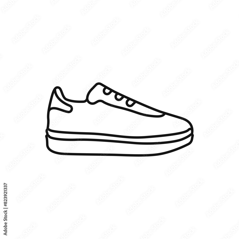 Sneakers black line vector. Outline of stylish sports shoes. Sneaker stroke logo. Running shoes vector. Modern simple sneakers on a white background vector. Sneakers black line vector. Outline of stylish sports shoes. Sneaker stroke logo. Running shoes vector. Modern simple sneakers on a white background vector.